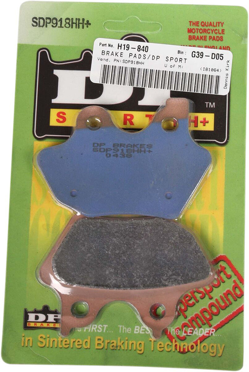 DP Brakes Sintered Metal Harley/Buell Brake Pads SDP Sport HH+ Front Rear Copper Alloy Set of 2 - SDP918HH+