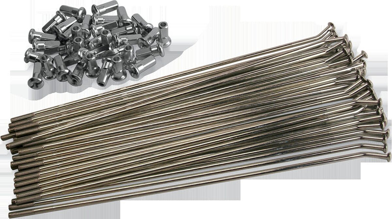 Moose Offroad Hard-parts Coated Steel Spoke Set - Front, Chrome-Plated, Coated, Silver - 1-20-301-S