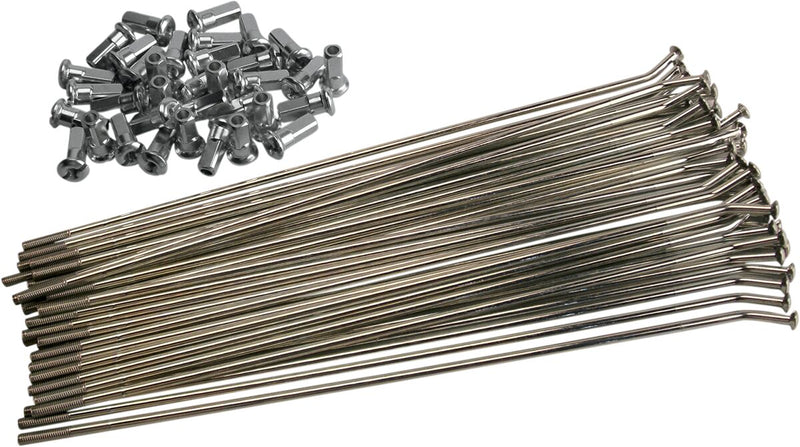 Moose Offroad Hard-parts Coated Steel Spoke Set - Front, Chrome-Plated, Coated, Silver - 1-20-111-S