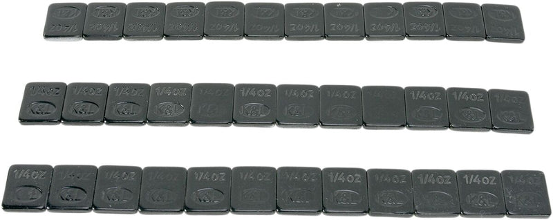 K&L SUPPLY Quickstick Wheel Weights - Black, Powder-Coated, Adhesive Stick-On, Rectangle - 32-2428