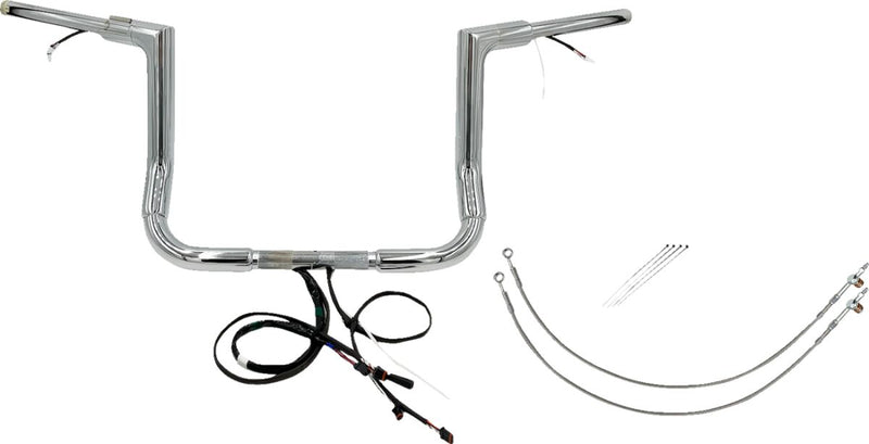 FAT Baggers INC. EZ Install Wired 1-1/2" Flat Top Handlebar Kit - Chrome - 601212