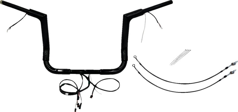 FAT Baggers INC. EZ Install Wired 1-1/2" Flat Top Handlebar Kit - Black, Gloss - 601212-B