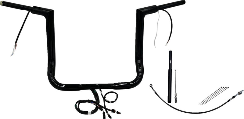 FAT Baggers INC. EZ Install Wired 1-1/2" Flat Top Handlebar Kit - Black, Gloss - 612014-B