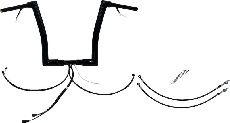 FAT Baggers INC. EZ Install Wired 1-1/2" Flat Top Handlebar Kit - Black, Gloss - 601314-B