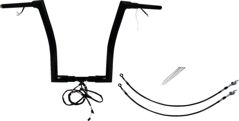 FAT Baggers INC. EZ Install Wired 1-1/2" Flat Top Handlebar Kit - Black, Gloss - 601316-B