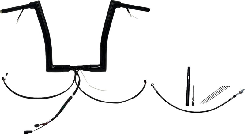 FAT Baggers INC. EZ Install Wired 1-1/2" Flat Top Handlebar Kit - Black, Gloss - 612914-B