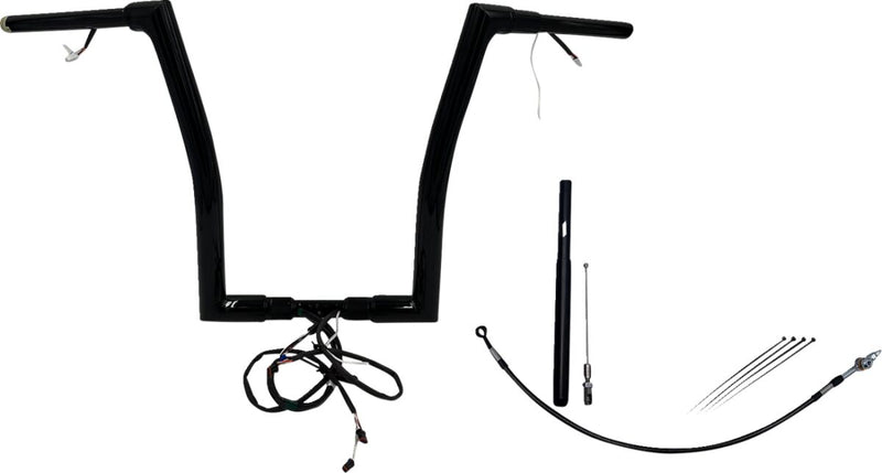 FAT Baggers INC. EZ Install Wired 1-1/2" Flat Top Handlebar Kit - Black, Gloss - 612916-B