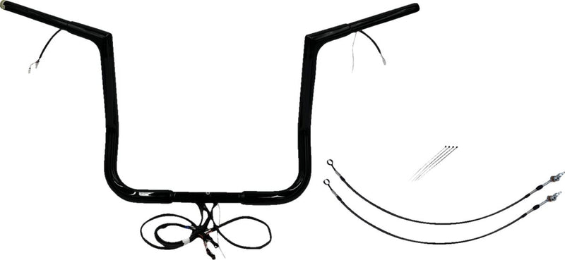 FAT Baggers INC. EZ Install Wired 1-1/4" Flat Top Handlebar Kit - Black, Gloss - 701214-B