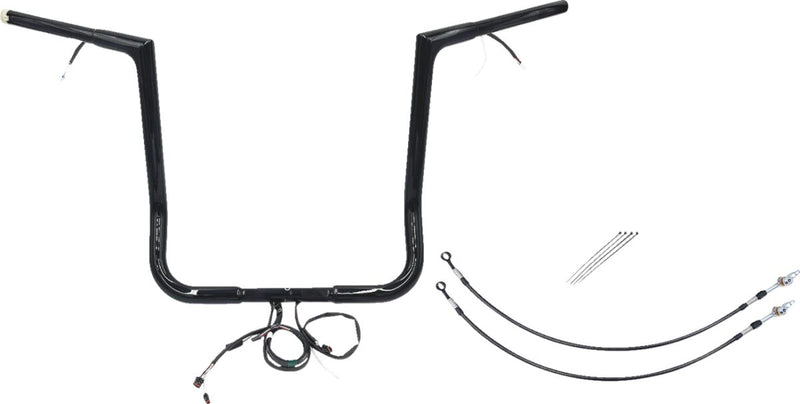 FAT Baggers INC. EZ Install Wired 1-1/4" Flat Top Handlebar Kit - Black, Gloss - 701216-B