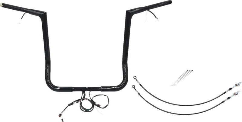 FAT Baggers INC. EZ Install Wired 1-1/4" Flat Top Handlebar Kit - Black, Gloss - 702216-B
