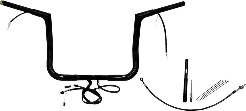 FAT Baggers INC. EZ Install Wired 1-1/4" Flat Top Handlebar Kit - Black, Gloss - 712012-B