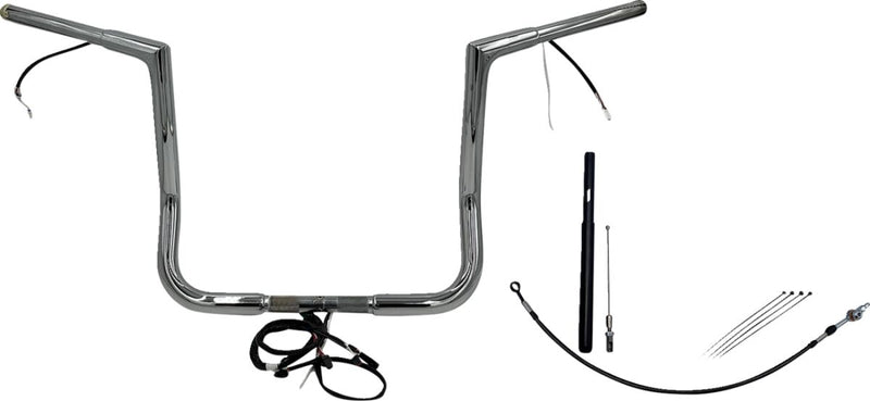 FAT Baggers INC. EZ Install Wired 1-1/4" Flat Top Handlebar Kit - Chrome - 712014