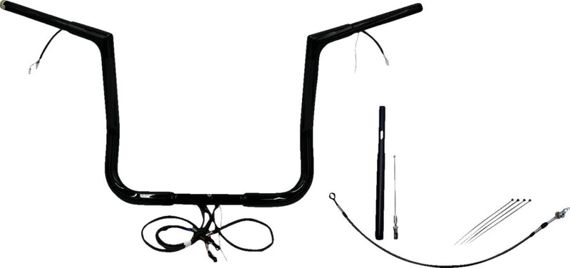 FAT Baggers INC. EZ Install Wired 1-1/4" Flat Top Handlebar Kit - Black, Gloss - 712014-B
