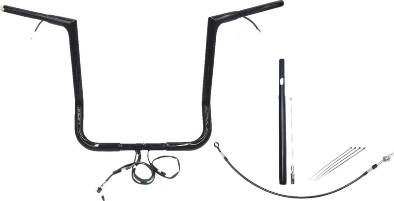 FAT Baggers INC. EZ Install Wired 1-1/4" Flat Top Handlebar Kit - Black, Gloss - 712016-B
