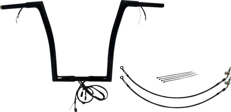FAT Baggers INC. EZ Install Wired 1-1/4" Flat Top Handlebar Kit - Black, Gloss - 701916-B