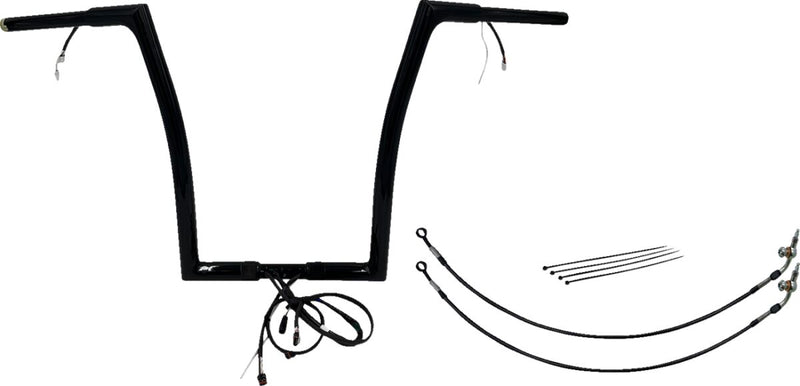 FAT Baggers INC. EZ Install Wired 1-1/4" Flat Top Handlebar Kit - Black, Gloss - 702916-B