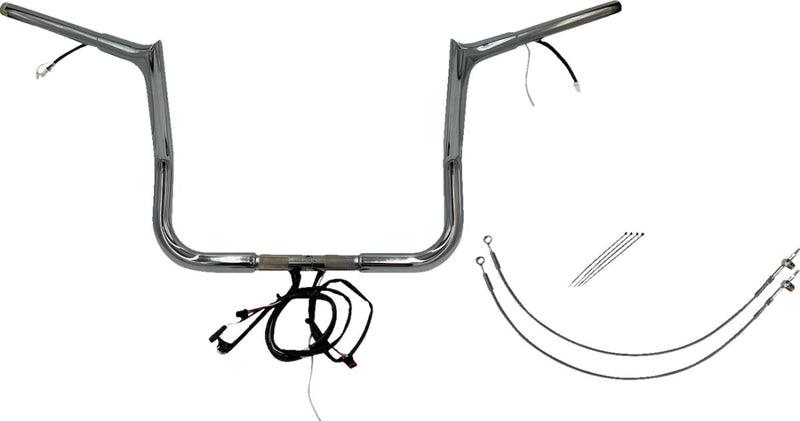 FAT Baggers INC. EZ Install Wired 1-1/4" Pointed Top Handlebar Kit - Chrome - 901212