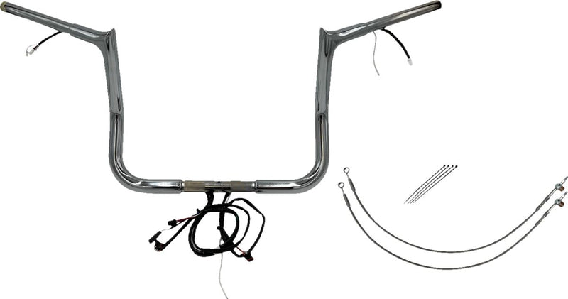 FAT Baggers INC. EZ Install Wired 1-1/4" Pointed Top Handlebar Kit - Chrome - 902212