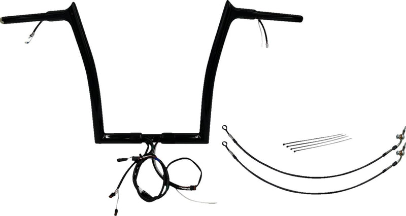 FAT Baggers INC. EZ Install Wired 1-1/4" Pointed Top Handlebar Kit - Black, Gloss - 902914-B