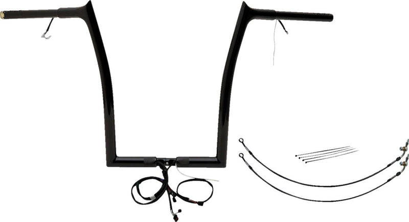 FAT Baggers INC. EZ Install Wired 1-1/4" Pointed Top Handlebar Kit - Black, Gloss - 902916-B