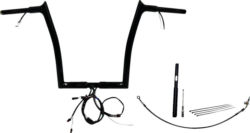 FAT Baggers INC. EZ Install Wired 1-1/4" Pointed Top Handlebar Kit - Black, Gloss - 912914-B
