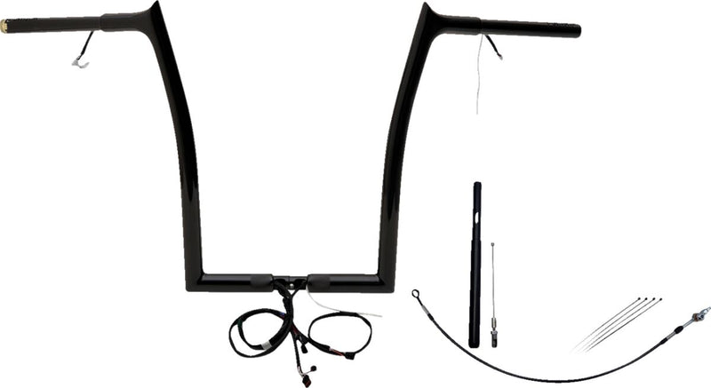 FAT Baggers INC. EZ Install Wired 1-1/4" Pointed Top Handlebar Kit - Black, Gloss - 912916-B