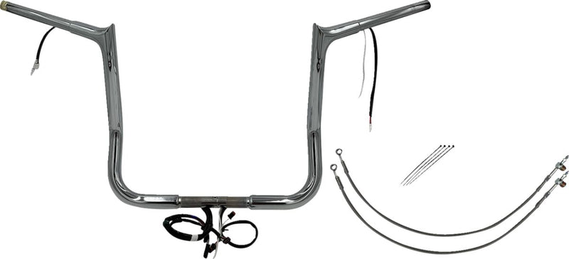 FAT Baggers INC. EZ Install Wired 1-1/4" Pointed Top Handlebar Kit - Chrome - 901214