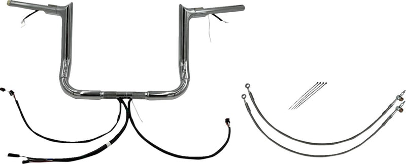 FAT Baggers INC. EZ Install Wired 1-1/2" Pointed Top Handlebar Kit - Chrome - 801212