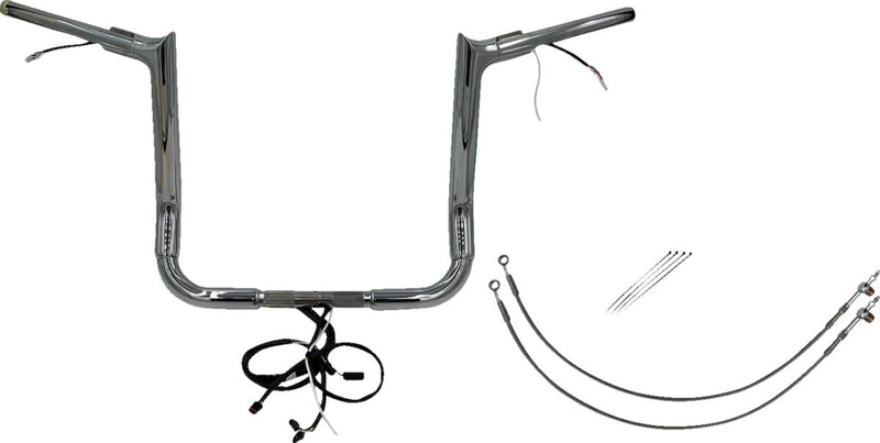 FAT Baggers INC. EZ Install Wired 1-1/2" Pointed Top Handlebar Kit - Chrome - 801214