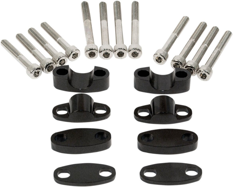 EMGO Aluminium Handlebar Riser Kit - Anodised,  Black - 23-09371