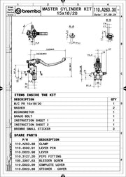 Brembo BRAKE MASTER CYLINDER RCS - Radial, Front - 110A26330