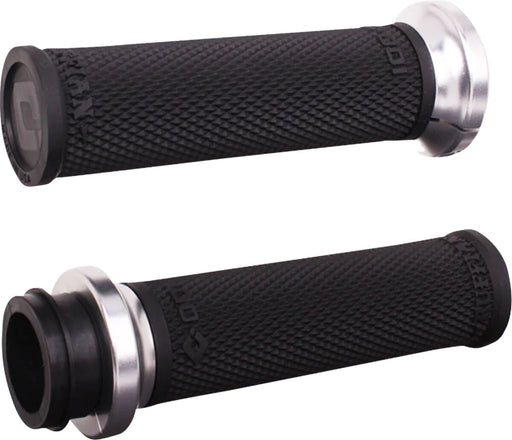 ODI Ruffian Lock-On Street Grips - Black, Flat, Polished, Silver