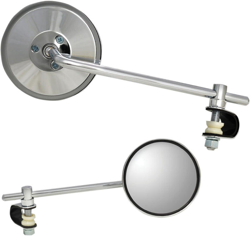 Parts Unlimited Universal Clamp-On Mirror - Chrome,  Silver - Side View