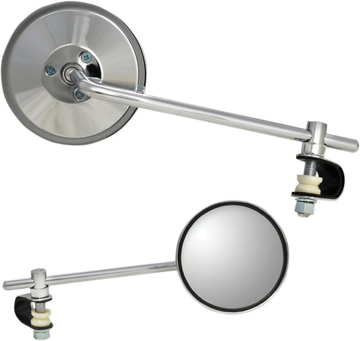 Parts Unlimited Universal Clamp-On Mirror - Chrome,  Silver - Side View