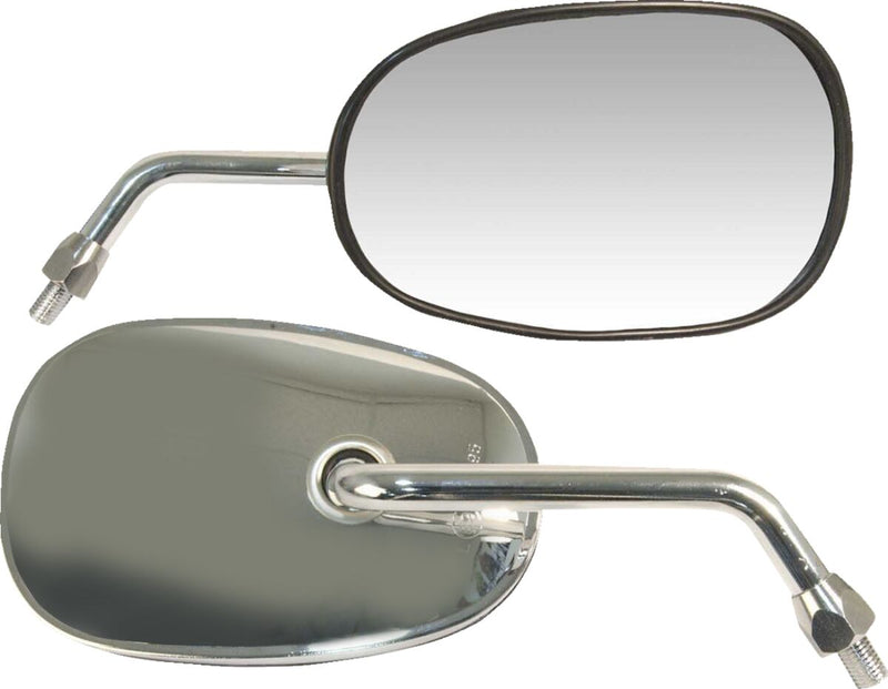EMGO OEM-Style Replacement Mirror for Kawasaki - Chrome,  Silver - Side View - 20-29722