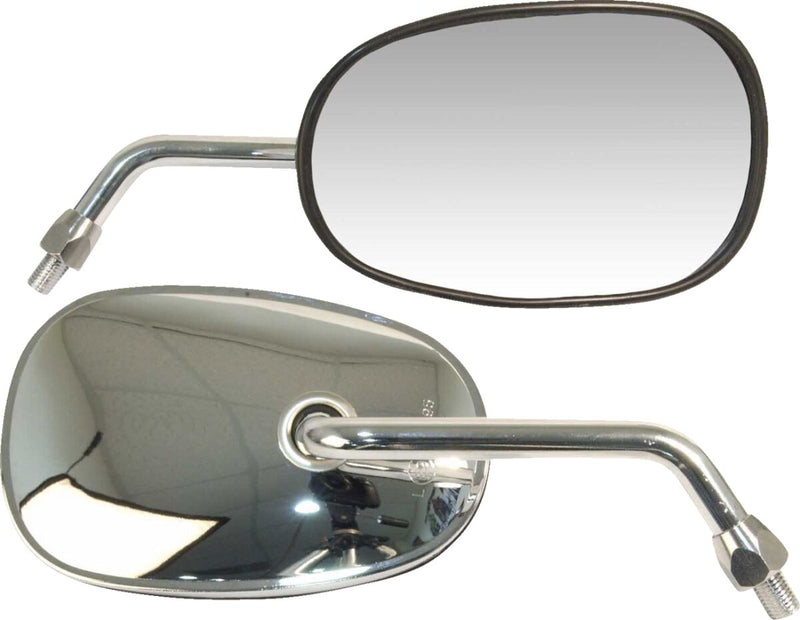 EMGO OEM-Style Replacement Mirror for Kawasaki - Chrome,  Silver - Side View - 20-29721