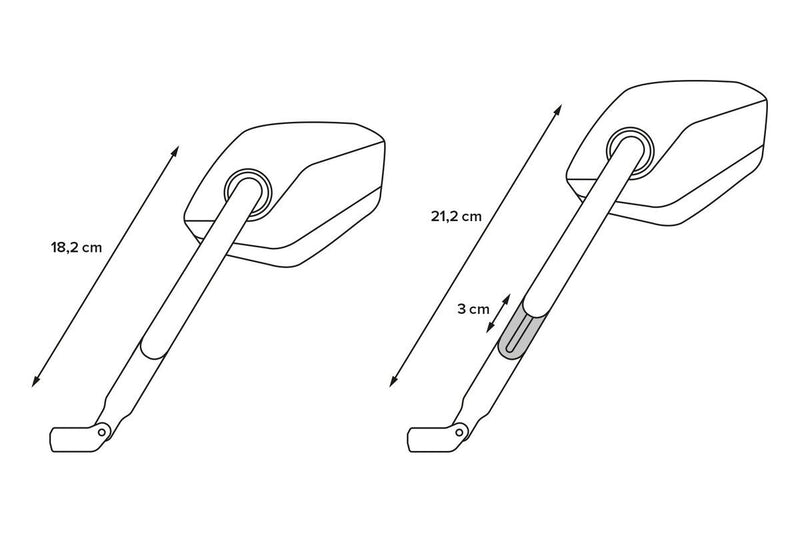 SW-Motech Sport Mirror Set Long Arm - Black, Side View