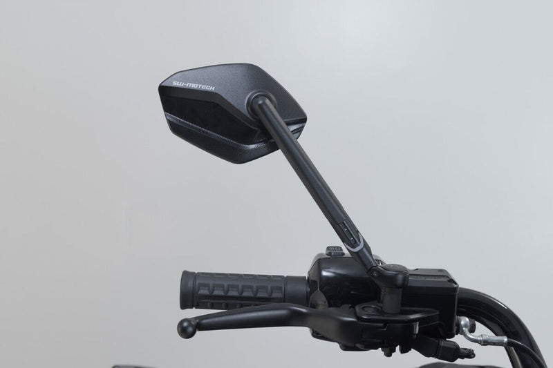 SW-Motech Sport Mirror Set Short Arm - Black, Side View