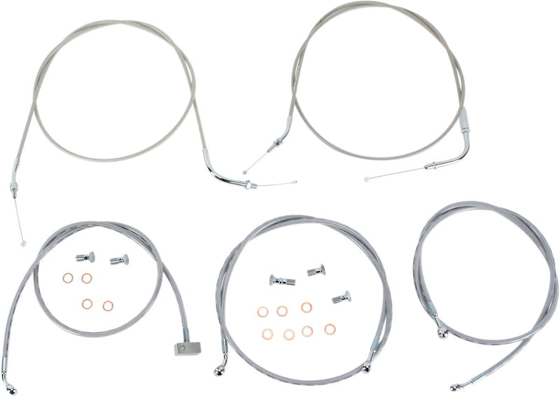Baron Stainless Handlebar Cable/Line Kit - Clear-Coated, Silver, Brake Line, Clutch Line, Throttle Cable - BA-8059KT-16
