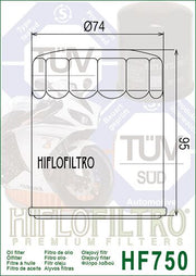 Hiflofiltro Oil Filter - Black, Cartridge - HF750