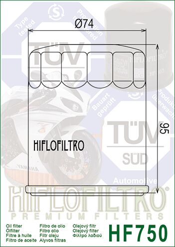 Hiflofiltro Oil Filter - Black, Cartridge - HF750