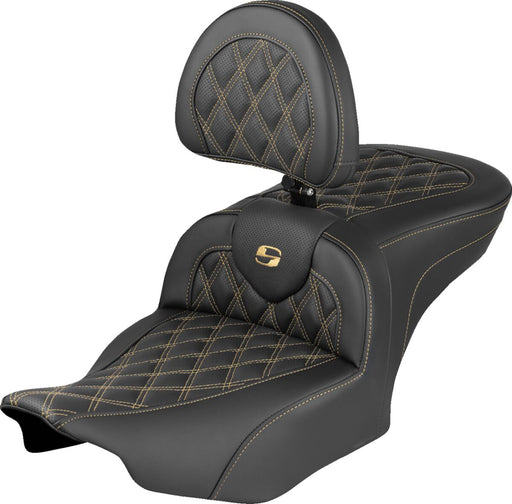 Saddlemen Roadsofa™ Lattice Stitch Seat - Black, Gold, One-Piece