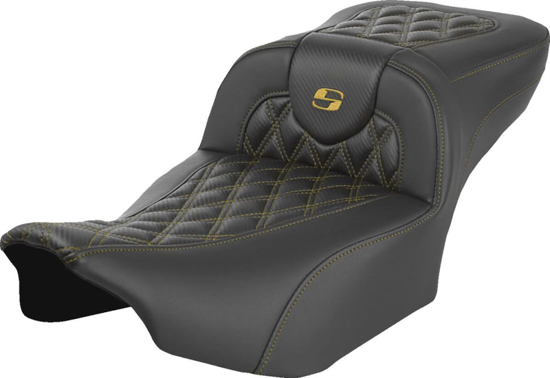 Saddlemen Roadsofa™ Carbon Fibre Seat - Black, Gold, 2-Up Seat
