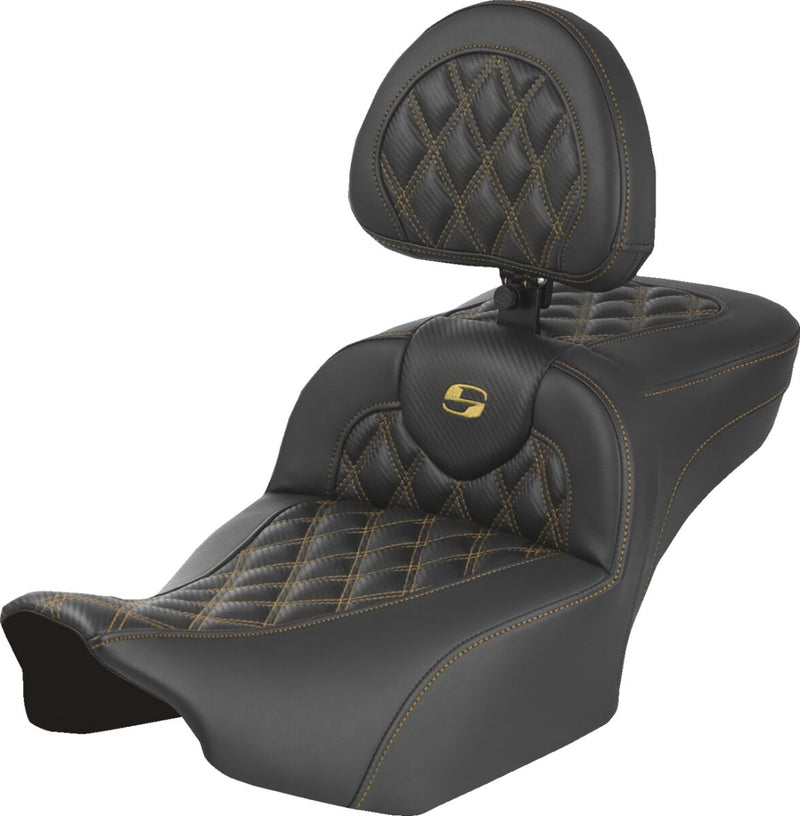 Saddlemen Roadsofa™ Carbon Fibre Seat - Black, Gold, 2-Up Seat