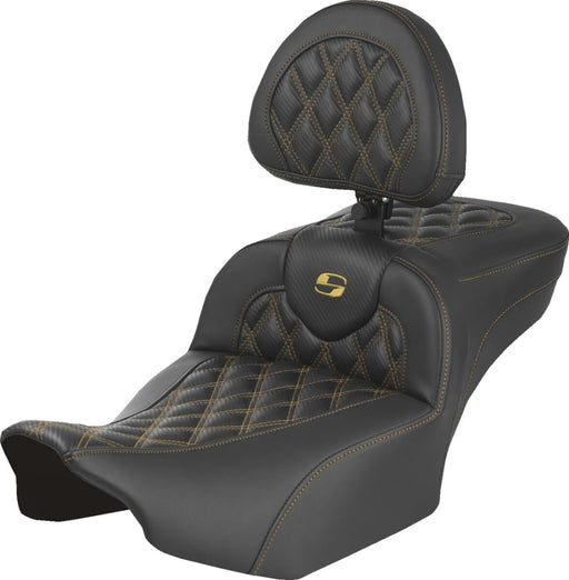 Saddlemen Roadsofa™ Carbon Fibre Seat - Black, Gold, 2-Up Seat