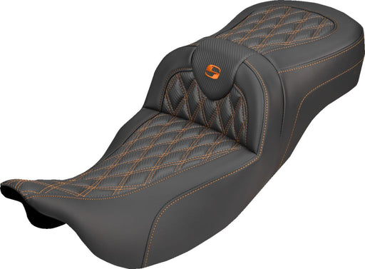 Saddlemen Roadsofa™ Carbon Fibre Seat - Black, Orange, 2-Up Seat