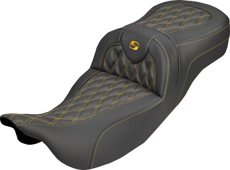Saddlemen Roadsofa™ Carbon Fibre Seat - Black, Gold, 2-Up Seat
