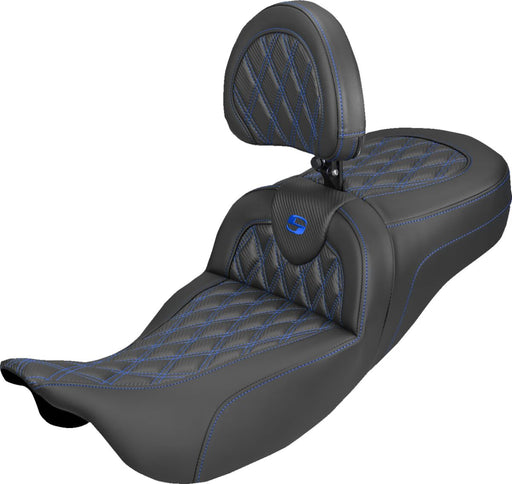 Saddlemen Roadsofa™ Carbon Fibre Seat - Black, Blue, 2-Up Seat