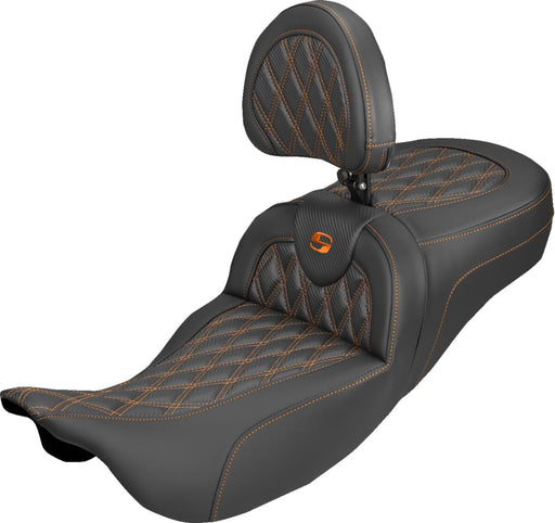 Saddlemen Roadsofa™ Carbon Fibre Seat - Black, Orange, 2-Up Seat