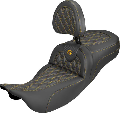 Saddlemen Roadsofa™ Carbon Fibre Seat - Black, Gold, 2-Up Seat